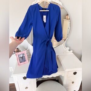 J crew blue wrap dress NWTs